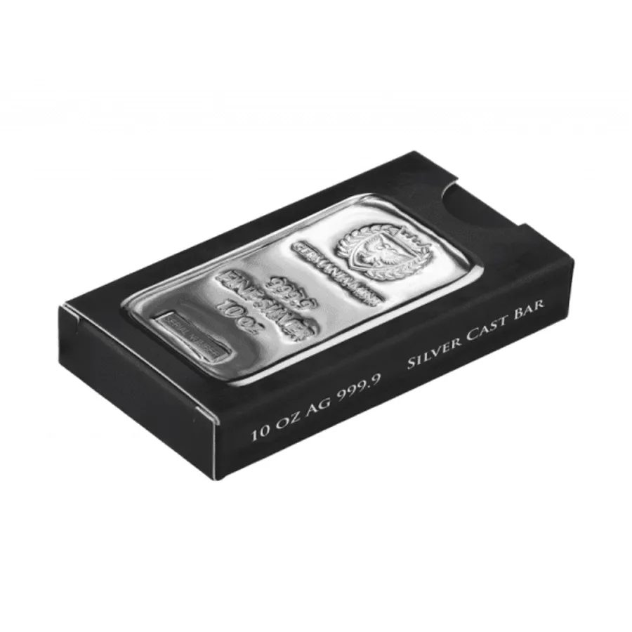 Buy 10oz Silver Cast Bar - Germania Mint | Best Bullion
