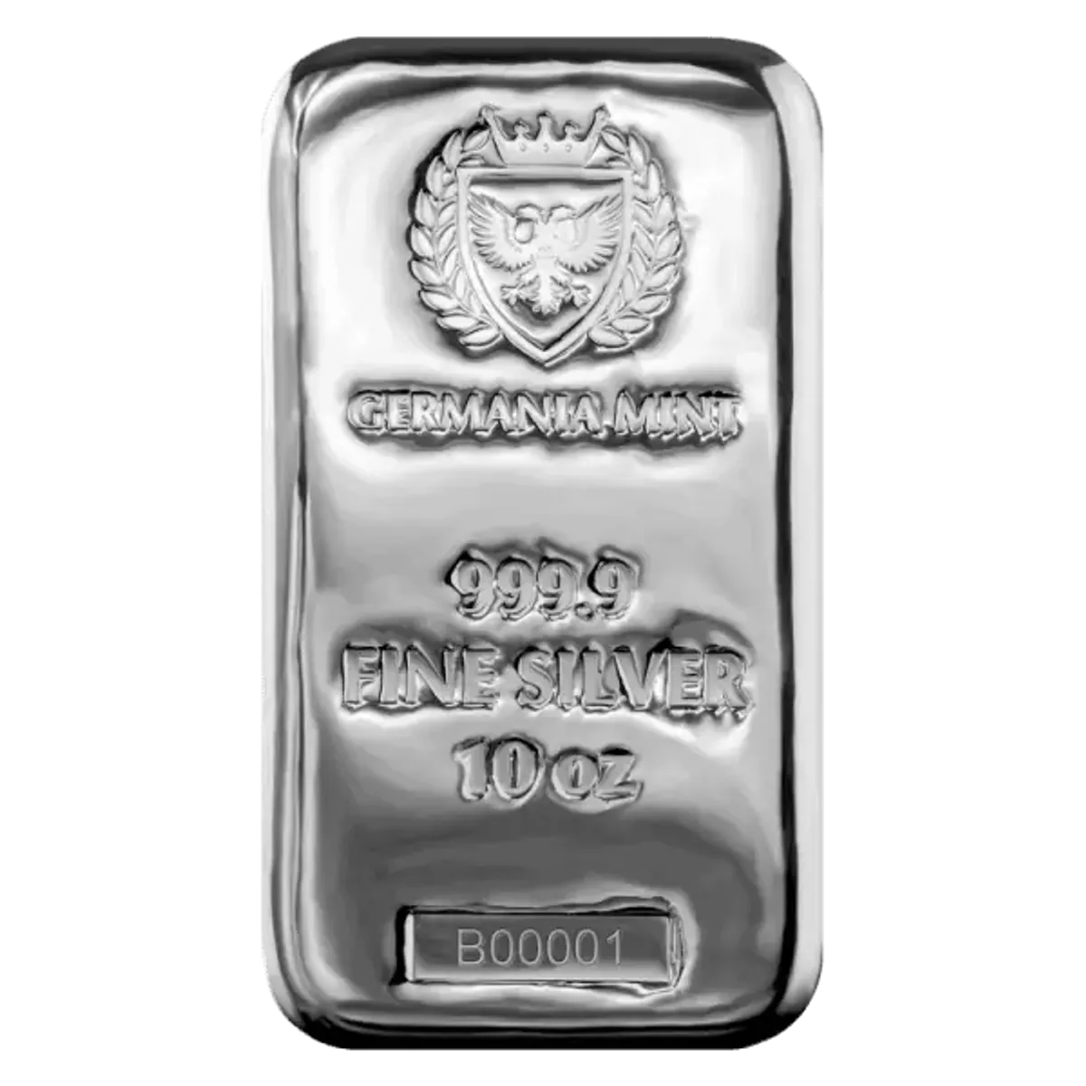 Buy 10oz Silver Cast Bar - Germania Mint | Best Bullion
